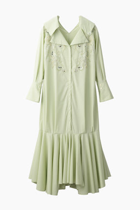Droplet flower embroidered shirt dress (Light green)