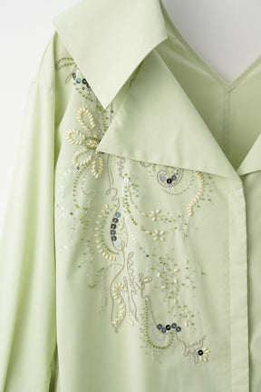 Droplet flower embroidered shirt dress (Light green)