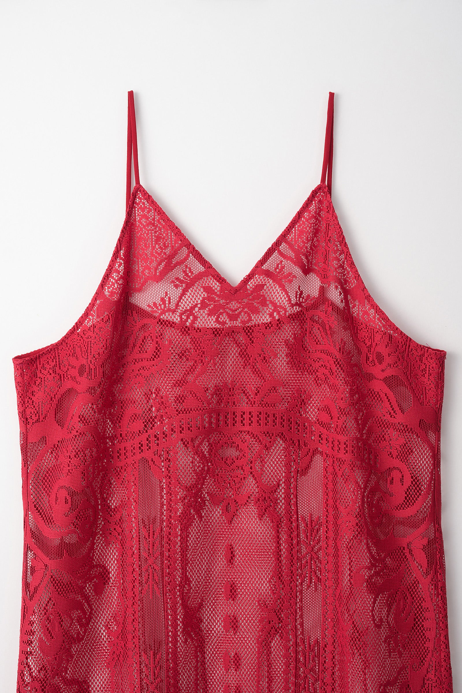 Mirror lace camisole dress (Red)