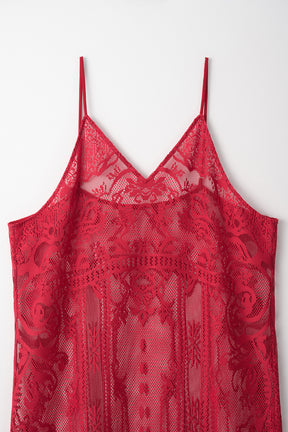 Mirror lace camisole dress (Red)
