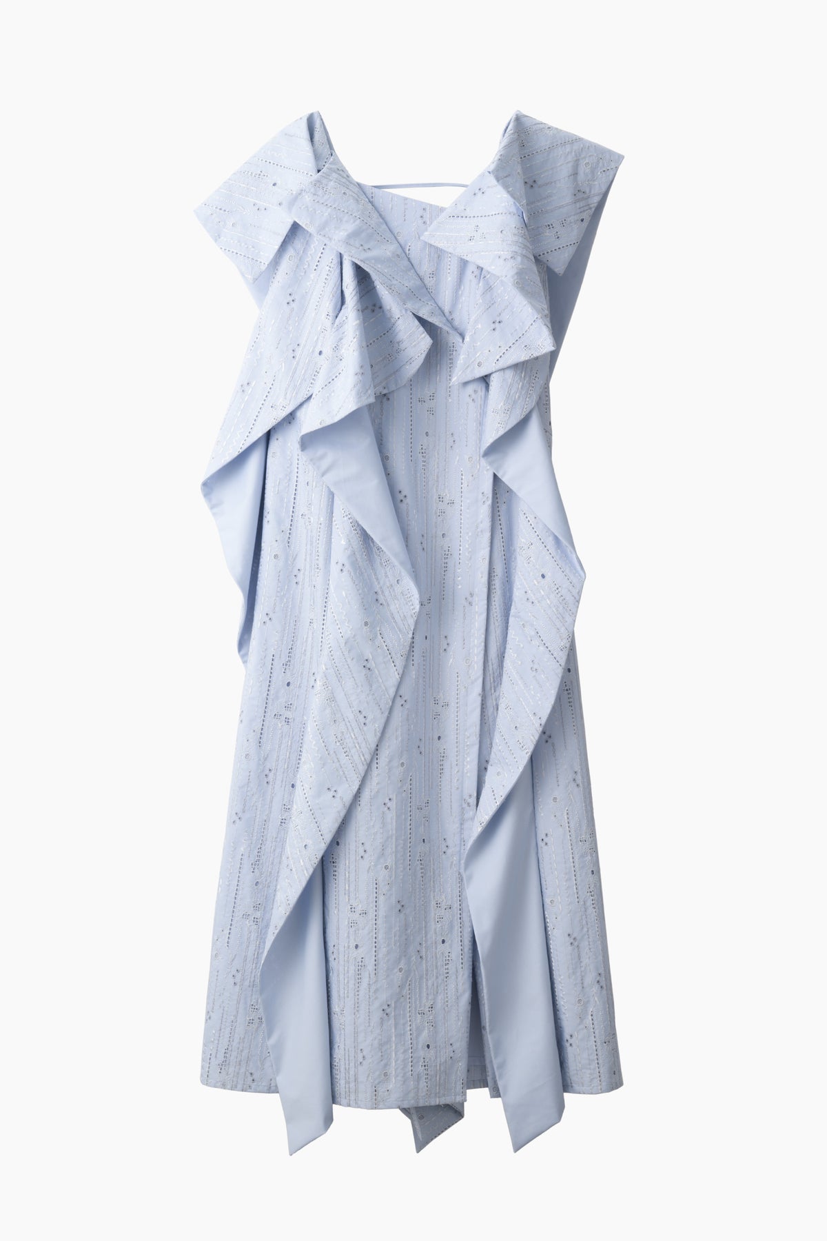 Swaying stripe embroidered dress (Blue)