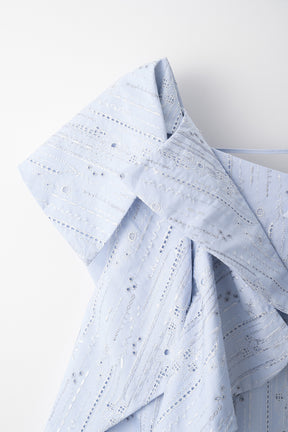 Swaying stripe embroidered dress (Blue)