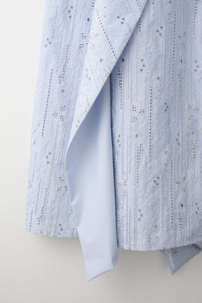 Swaying stripe embroidered dress (Blue)