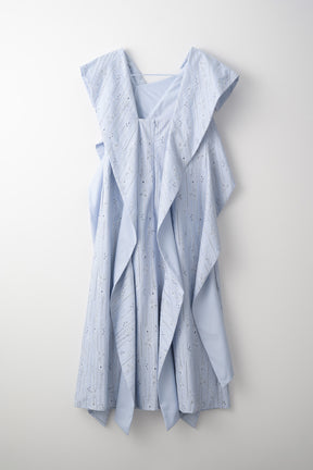 Swaying stripe embroidered dress (Blue)