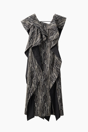 Swaying stripe embroidered dress (Black)