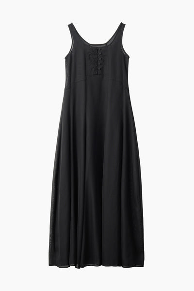 Loop embroidered mesh dress (Black)