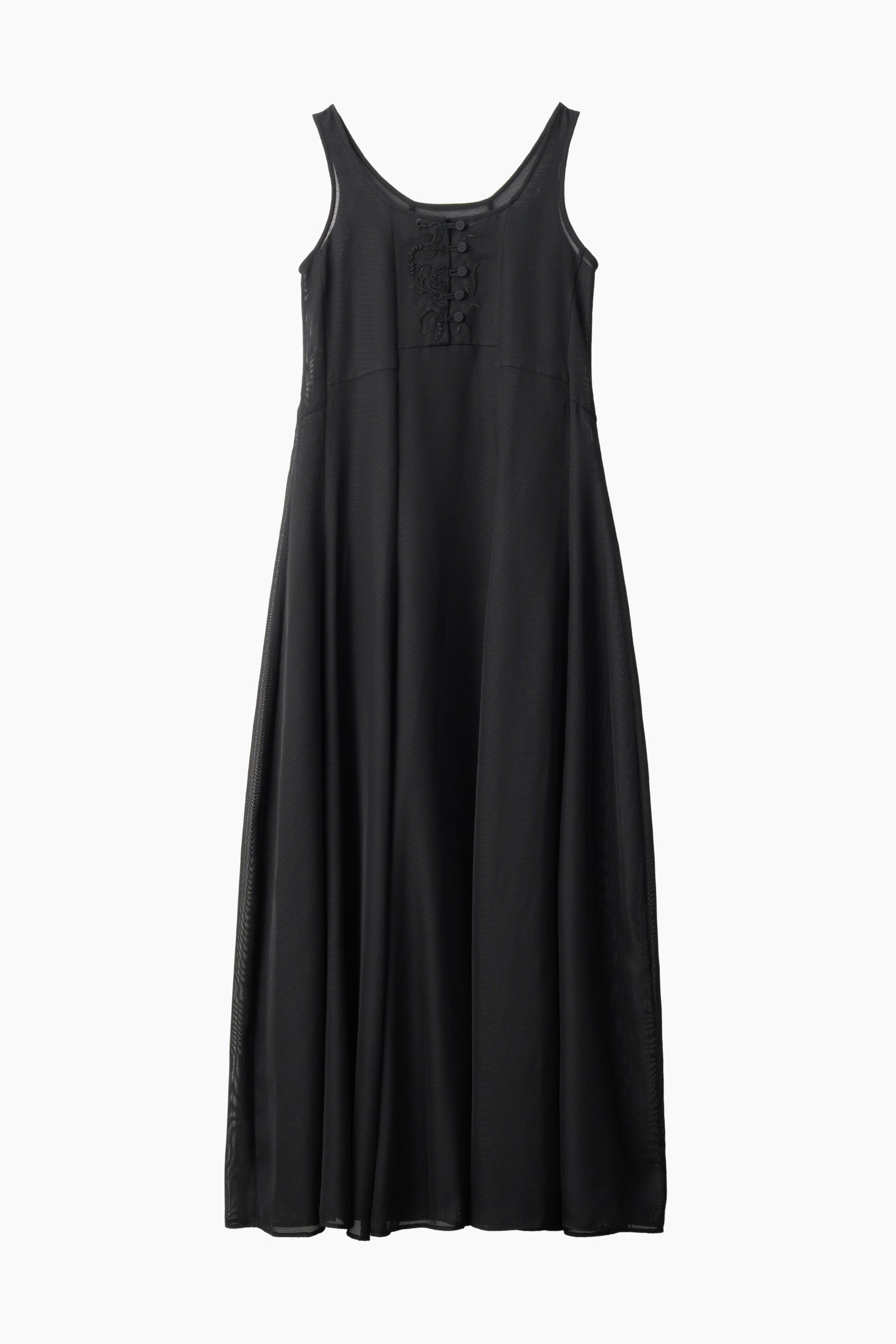 Loop embroidered mesh dress (Black)