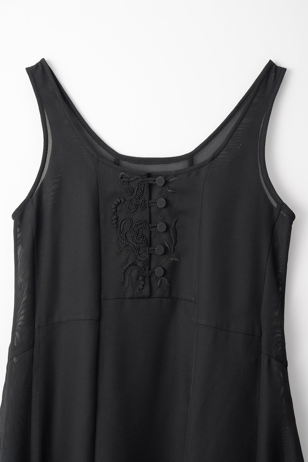 Loop embroidered mesh dress (Black)