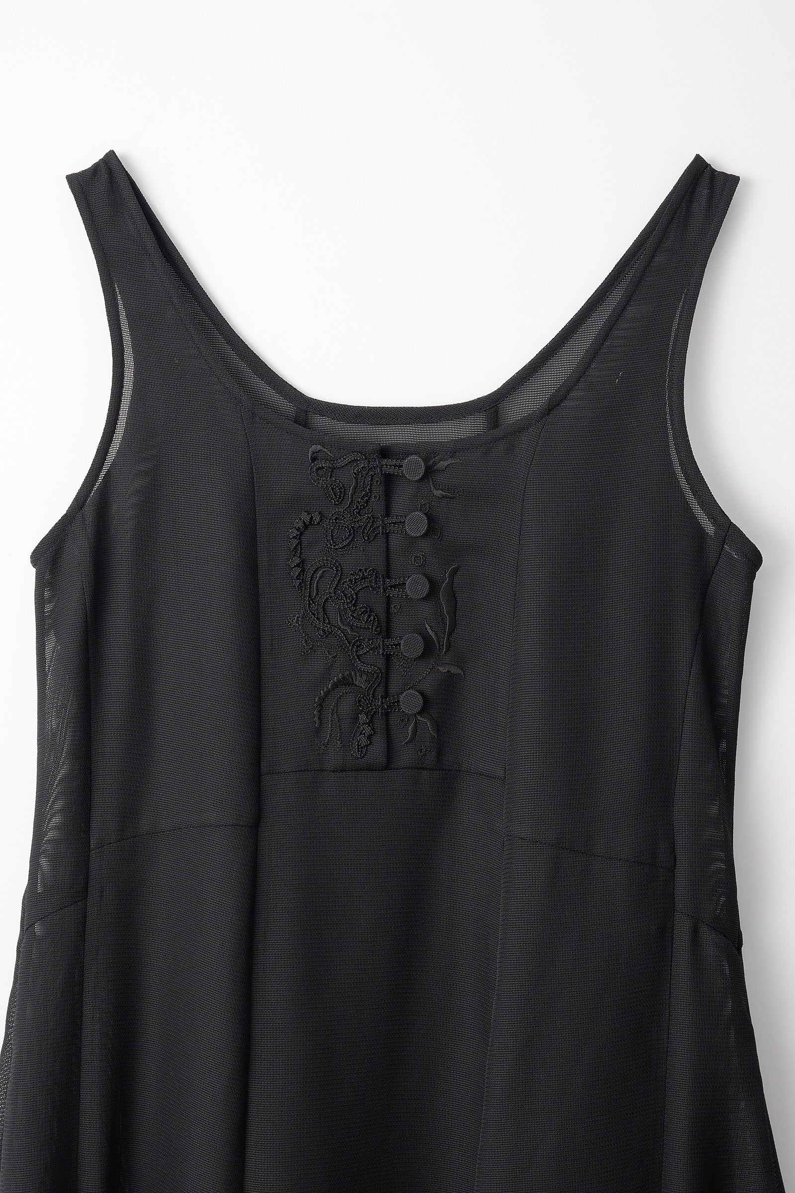 Loop embroidered mesh dress (Black)