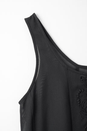Loop embroidered mesh dress (Black)