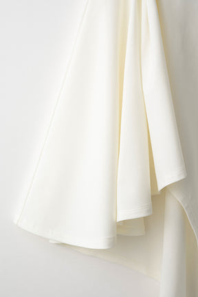 Brooch gather asymmetric dress (White)