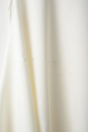 Brooch gather asymmetric dress (White)