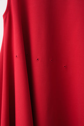 Brooch gather asymmetric dress (Red)