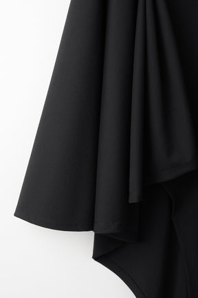 Brooch gather asymmetric dress (Black)