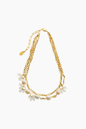 Droplet flower necklace (Gold)