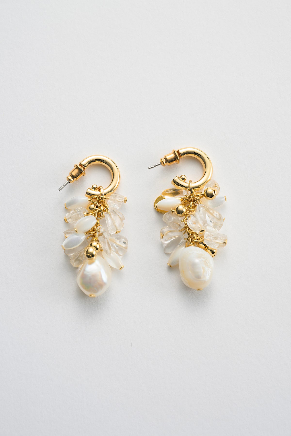 Droplet flower pierced earring (Gold)