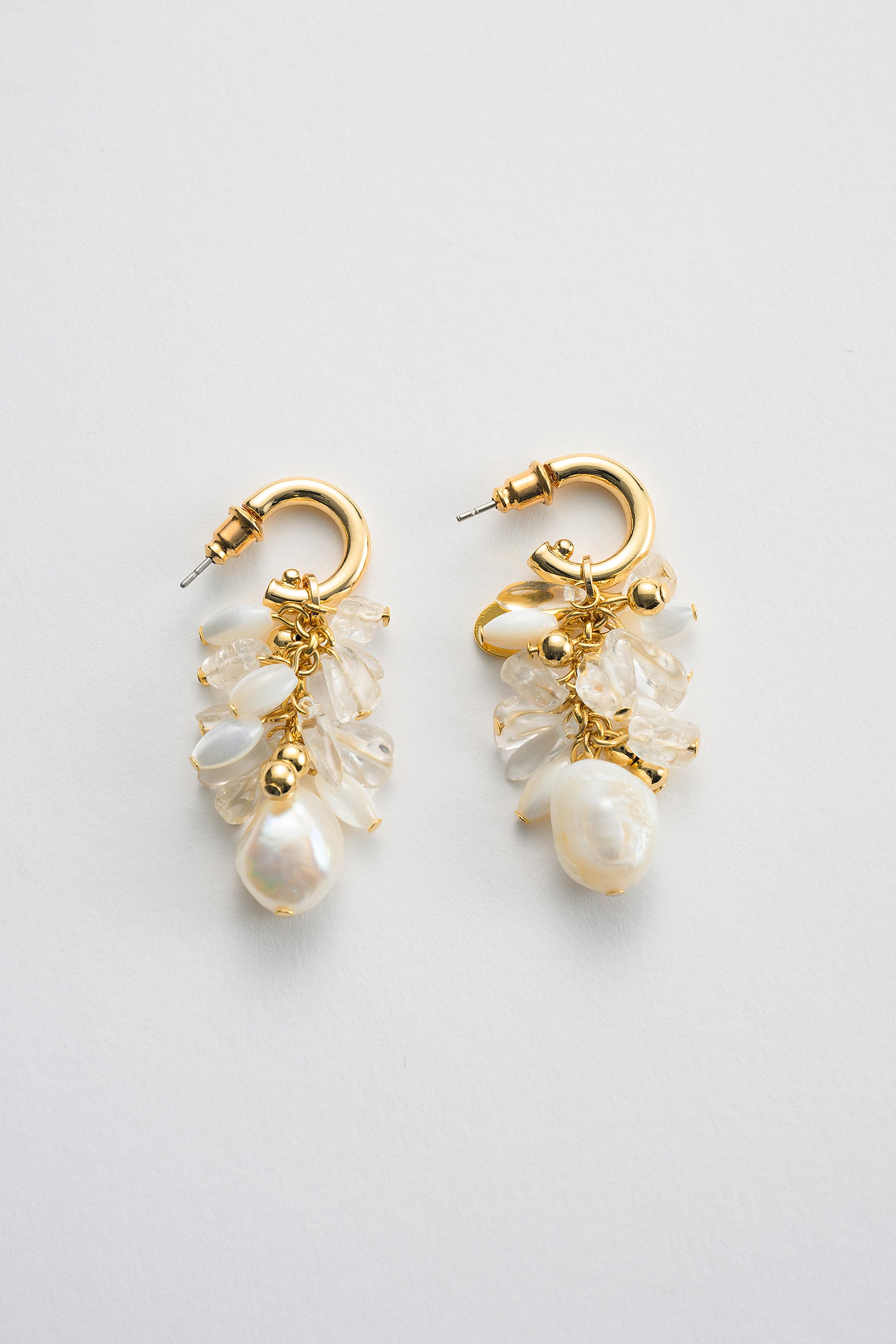 Droplet flower pierced earring (Gold)