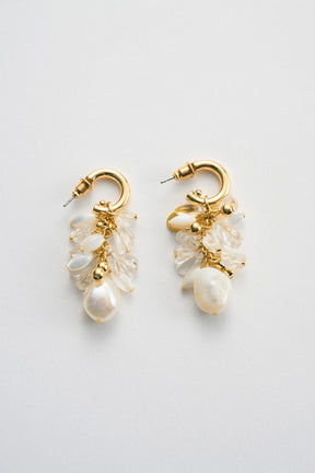 Droplet flower pierced earring (Gold)