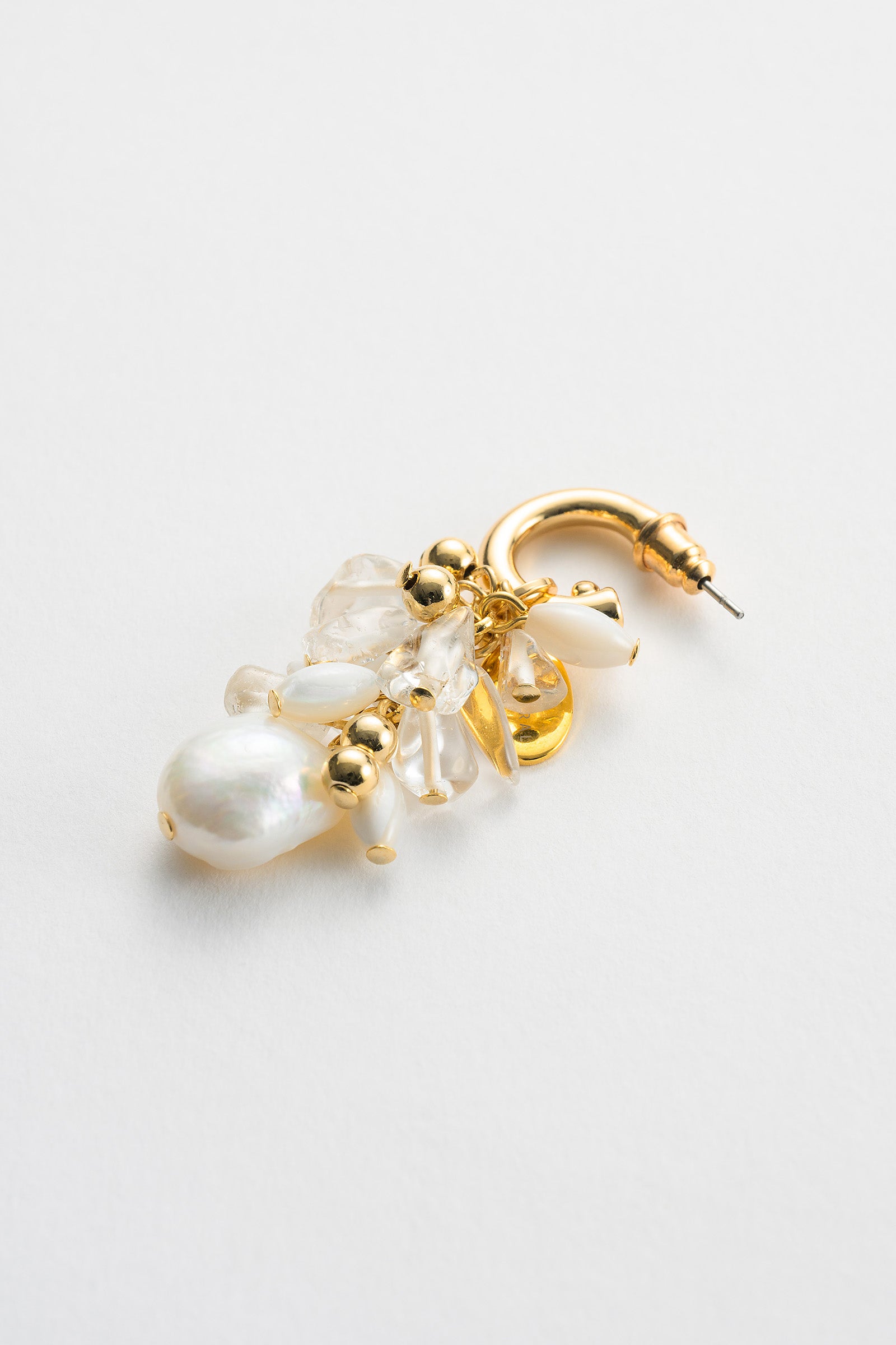 Droplet flower pierced earring (Gold)