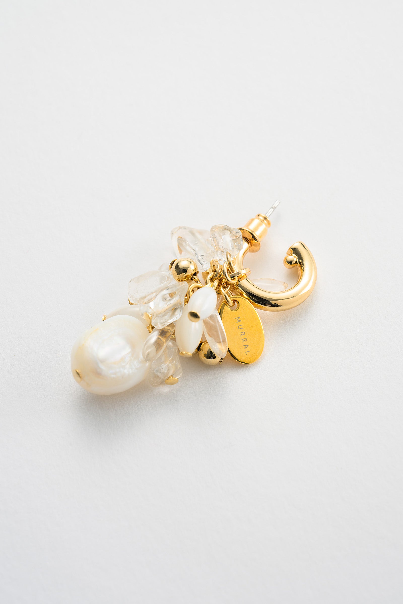 Droplet flower pierced earring (Gold)