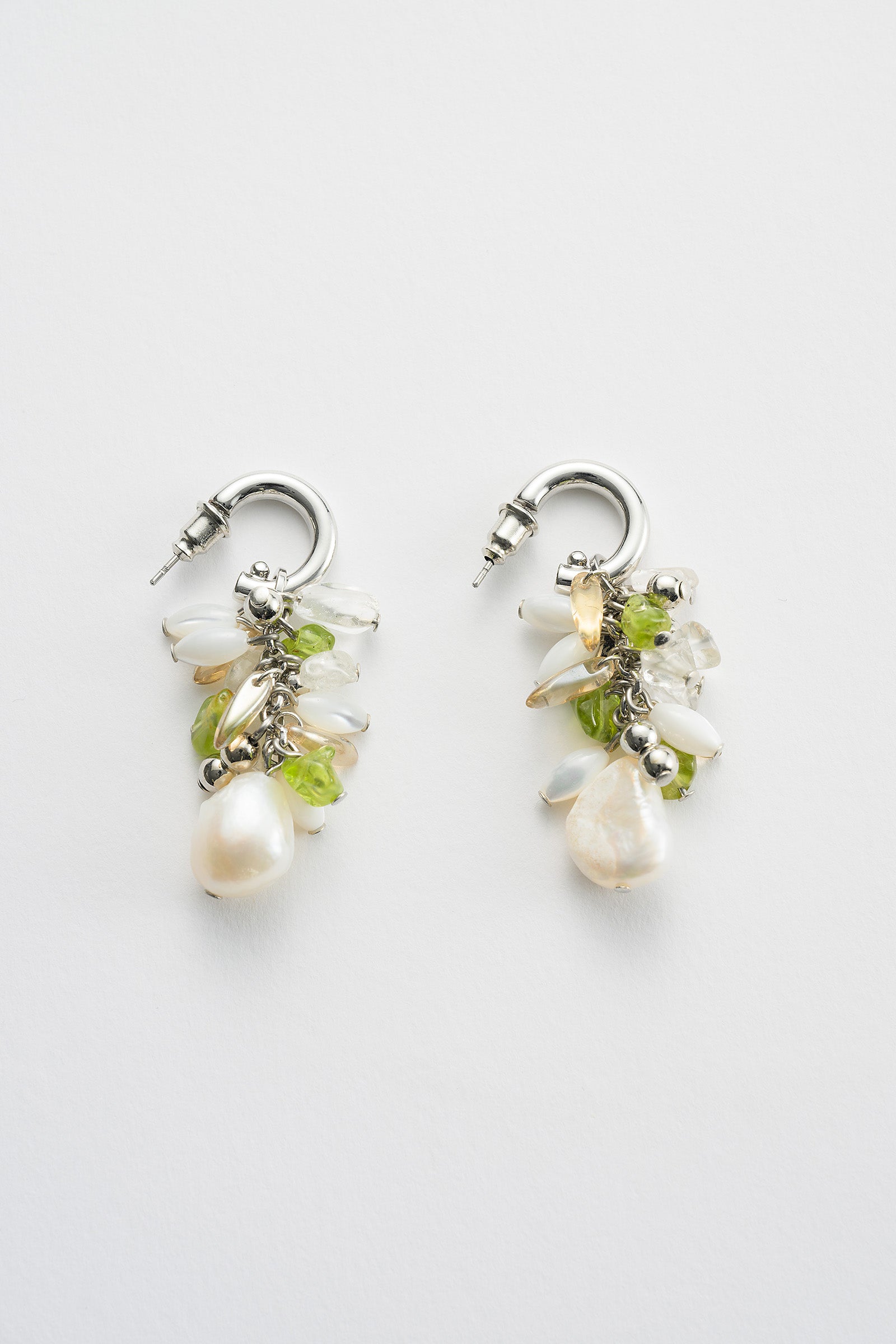 Droplet flower pierced earring (Silver)