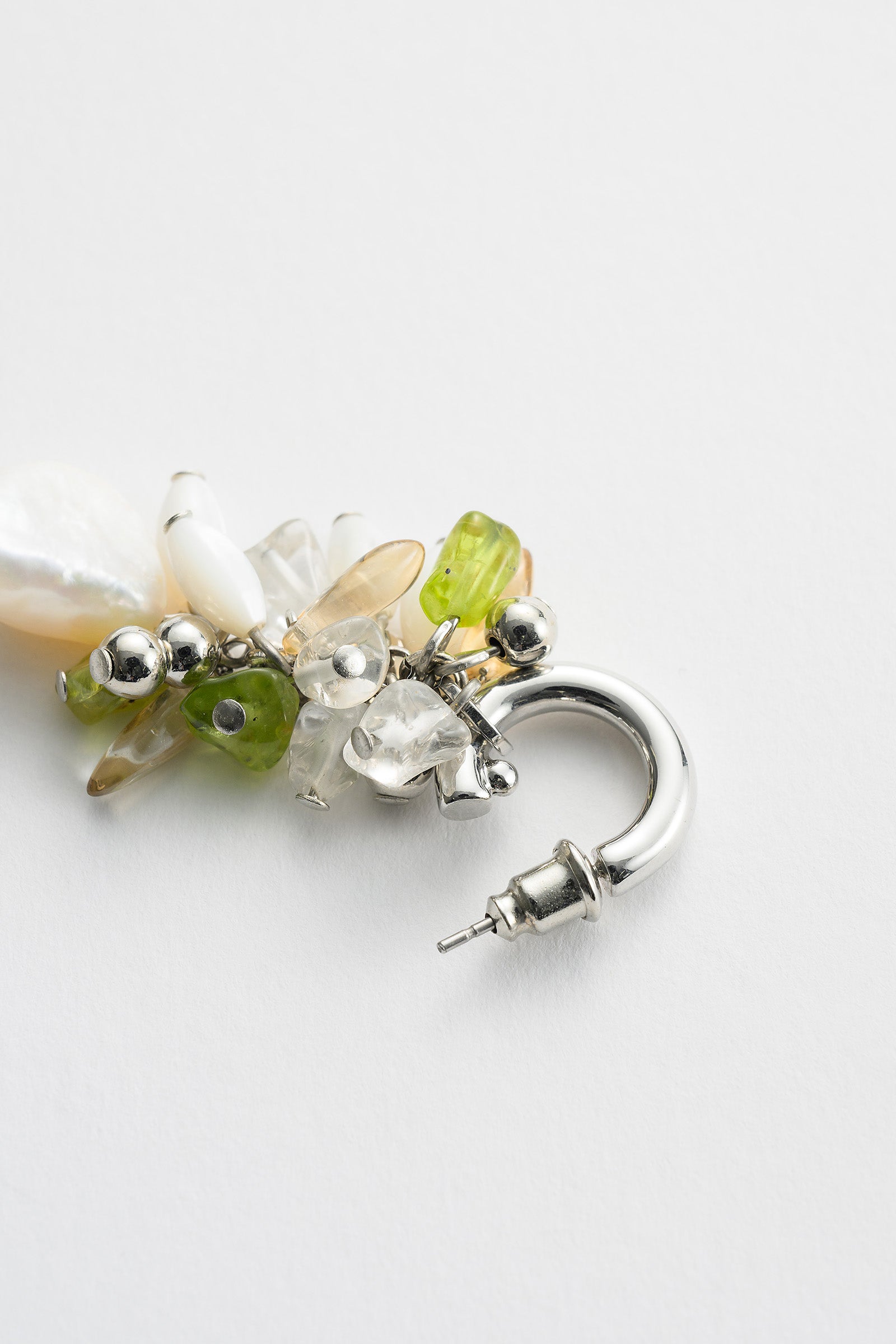Droplet flower pierced earring (Silver)