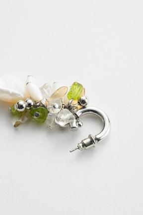 Droplet flower pierced earring (Silver)