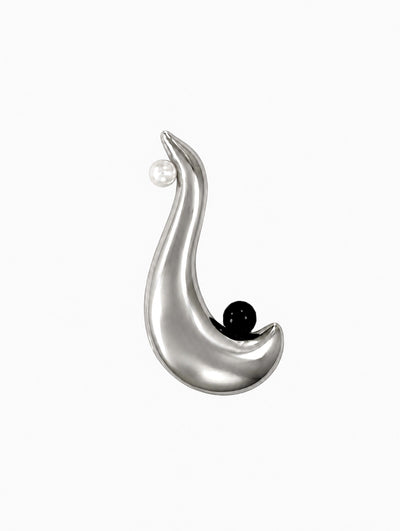 Sprout stone brooch (Black)