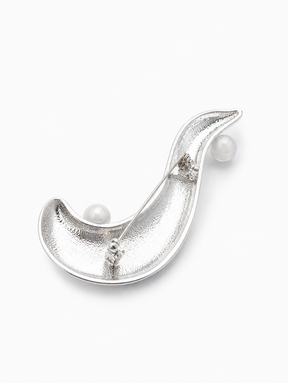 Sprout stone brooch (White)