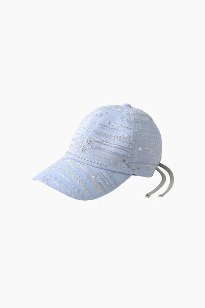 Swaying stripe embroidered cap (Blue)
