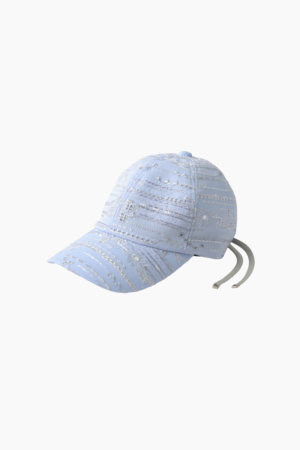 Swaying stripe embroidered cap (Blue)