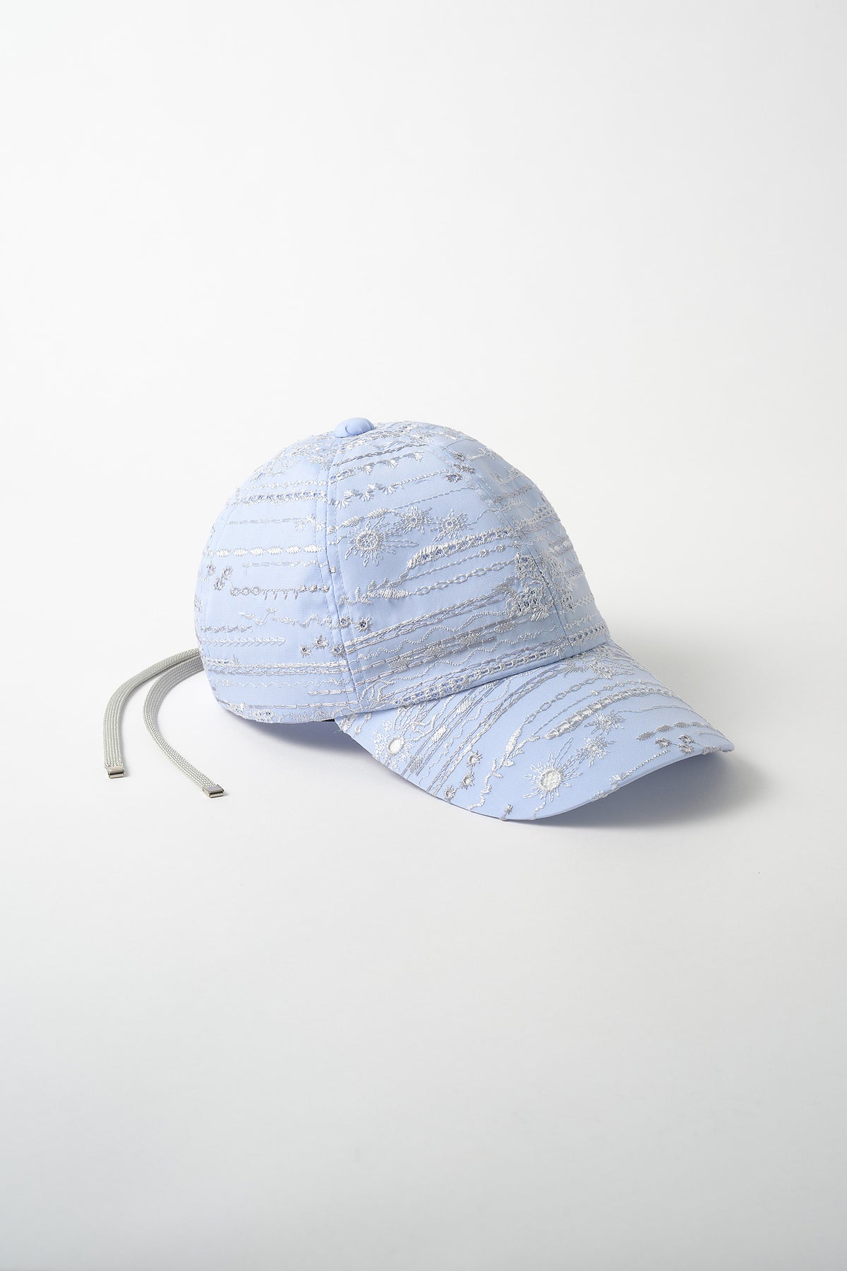 Swaying stripe embroidered cap (Blue)