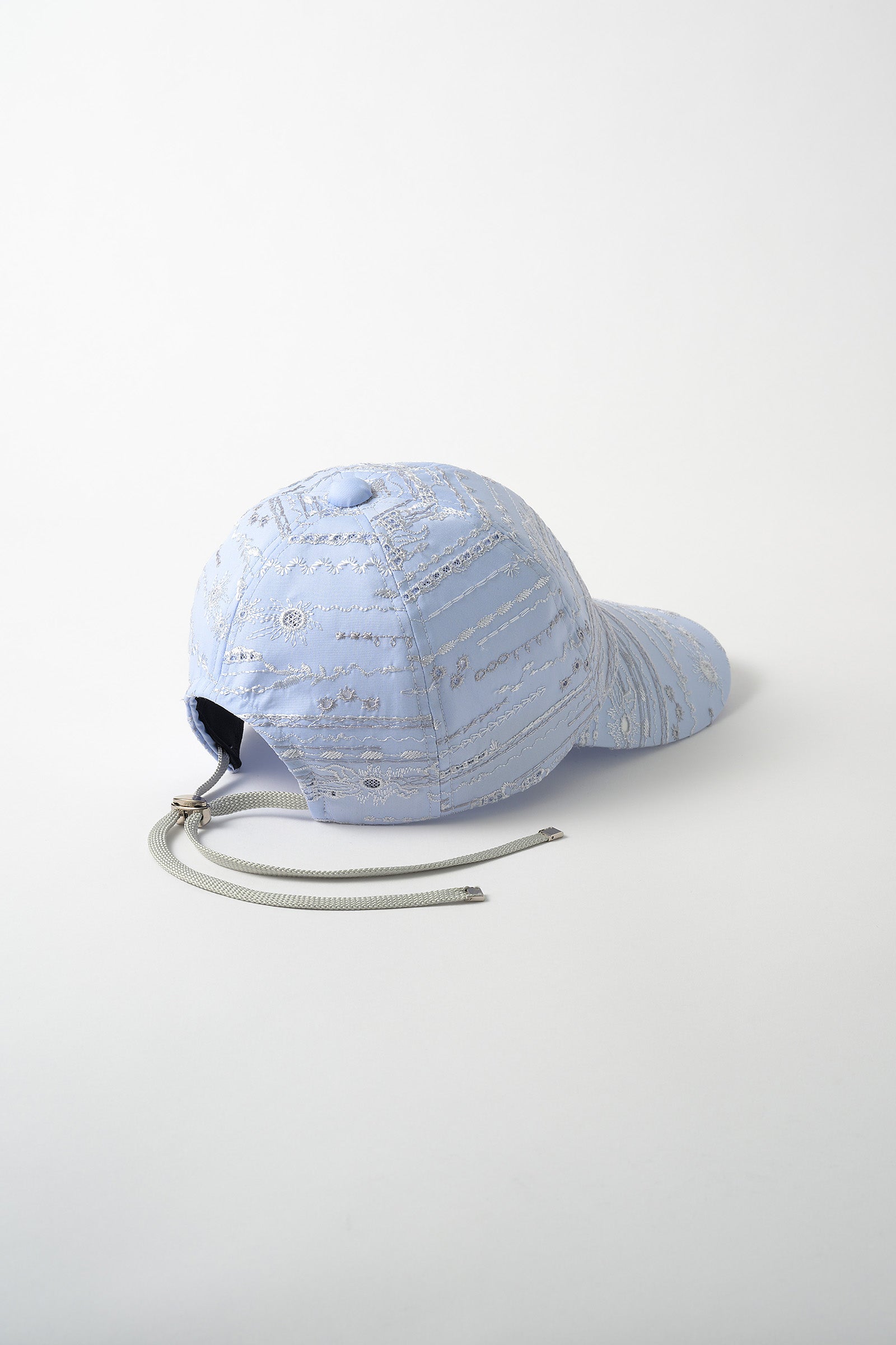 Swaying stripe embroidered cap (Blue)