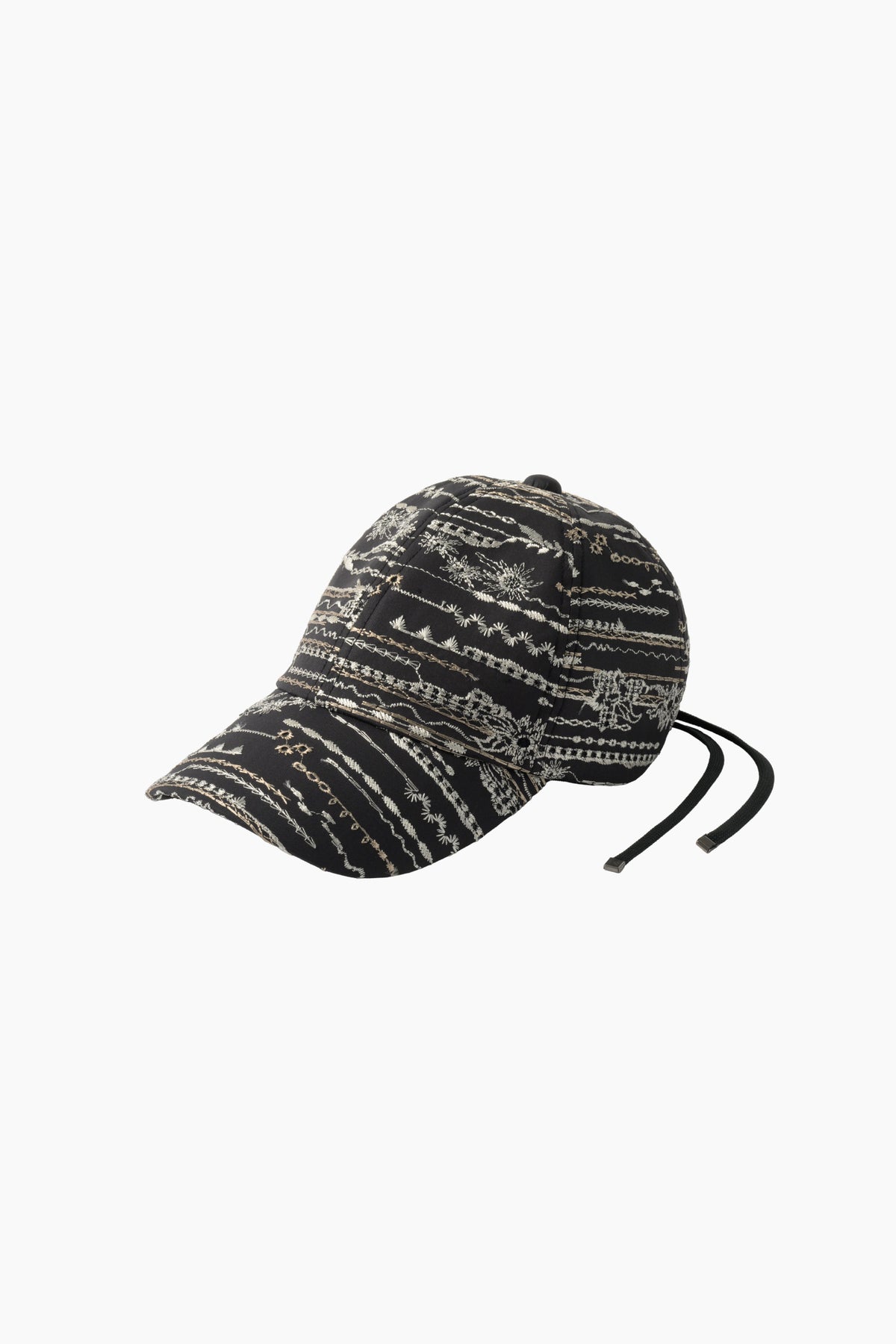 Swaying stripe embroidered cap (Black)