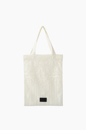 Mirror lace tote bag (White)