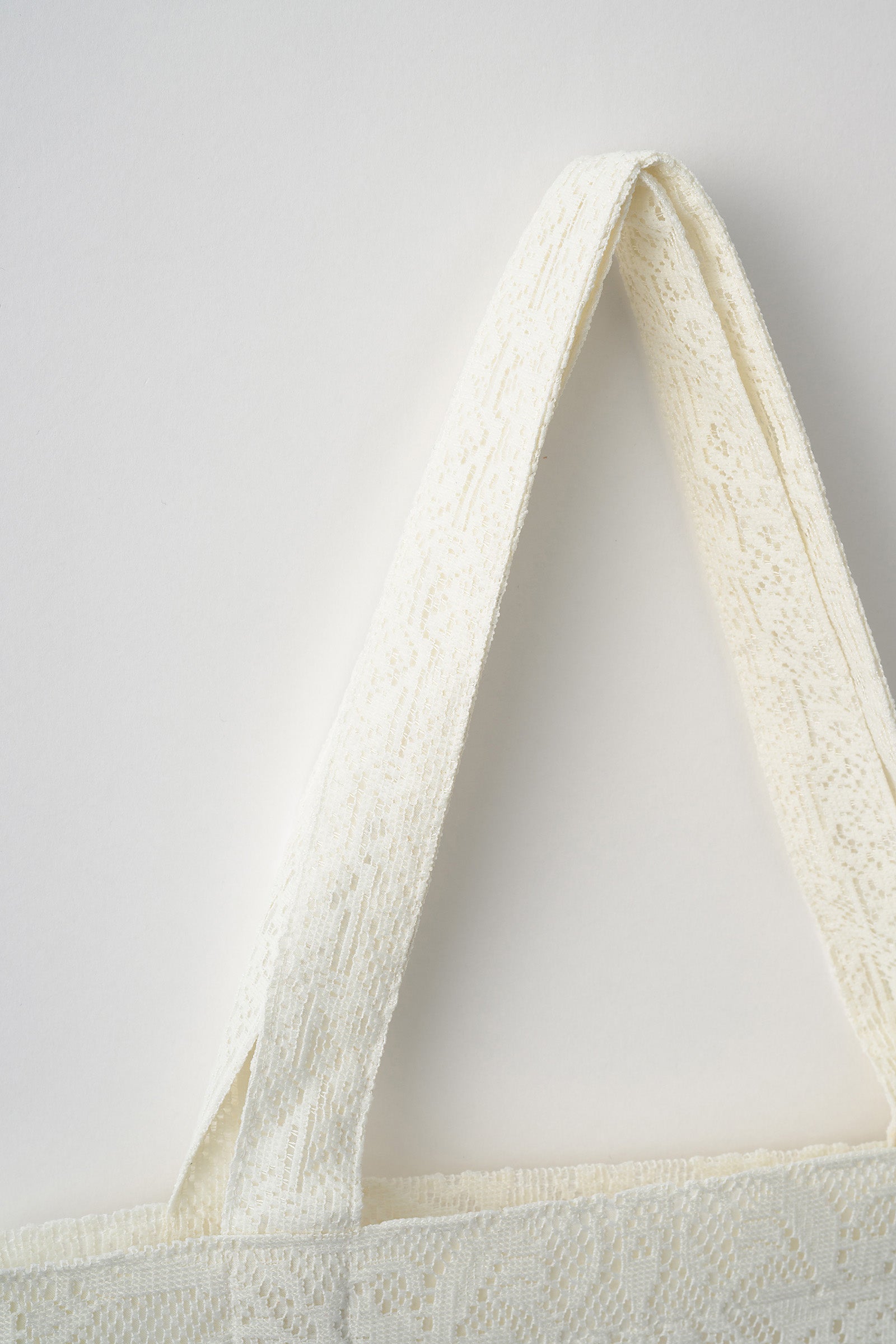 Mirror lace tote bag (White)