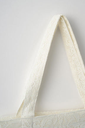 Mirror lace tote bag (White)