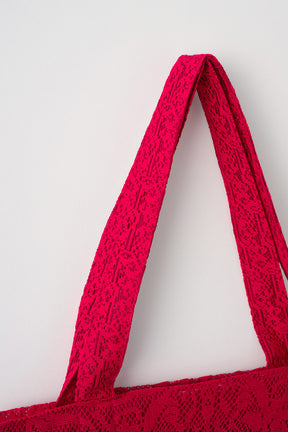 Mirror lace tote bag (Red)