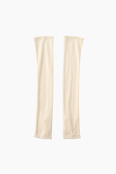 Embroidered mesh gloves (Ivory)