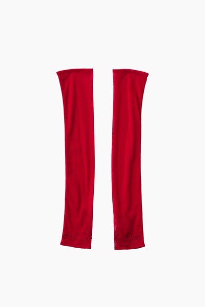 Embroidered mesh gloves (Red)