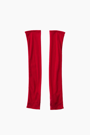 Embroidered mesh gloves (Red)