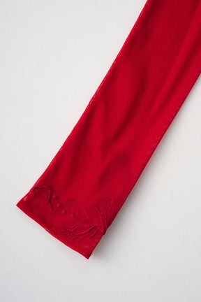 Embroidered mesh gloves (Red)