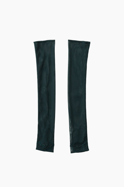 Embroidered mesh gloves (Dark green)