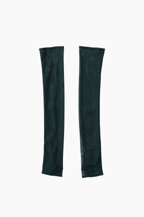Embroidered mesh gloves (Dark green)