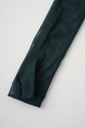 Embroidered mesh gloves (Dark green)
