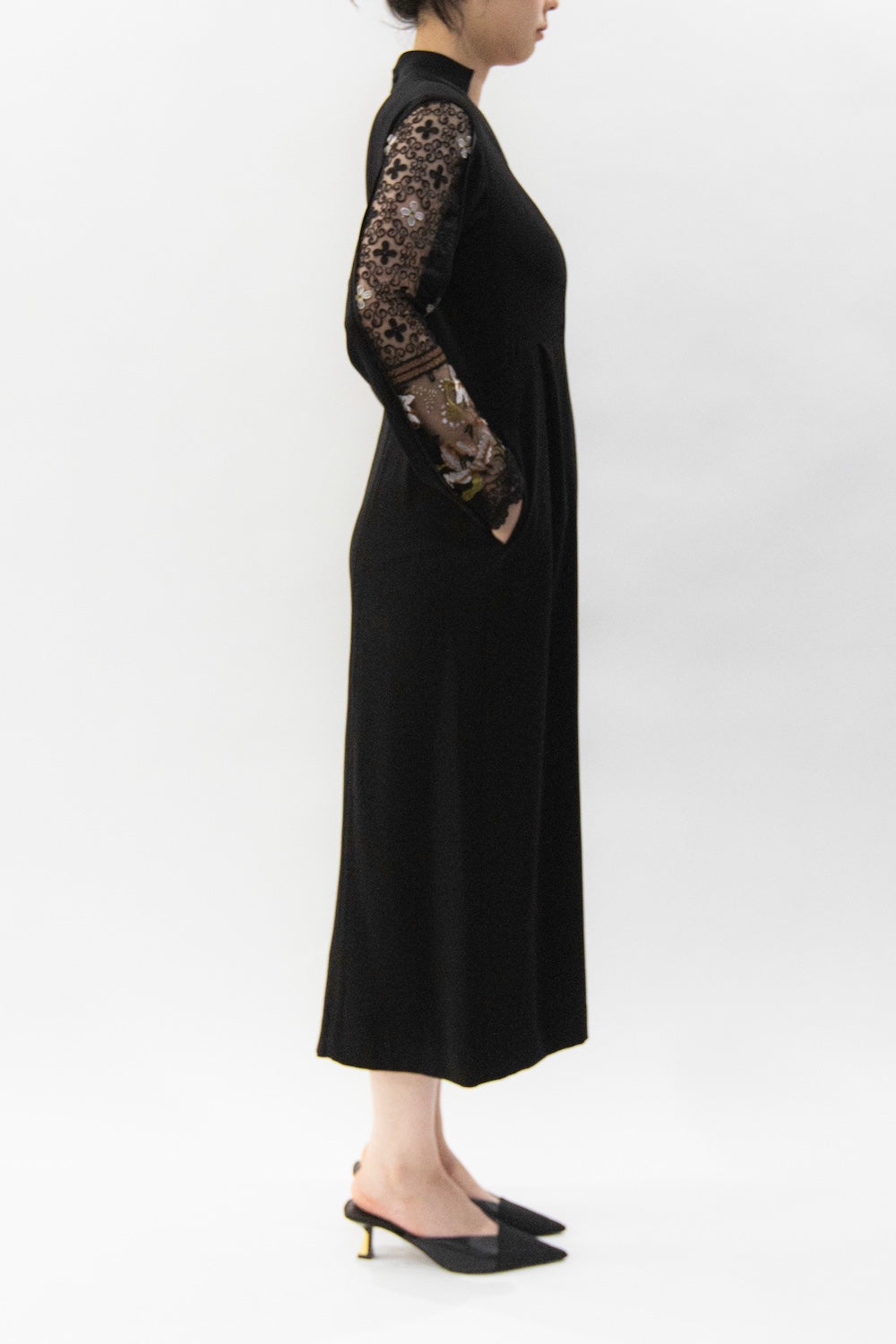 MURRAL Petal collar lace dress (Navy)