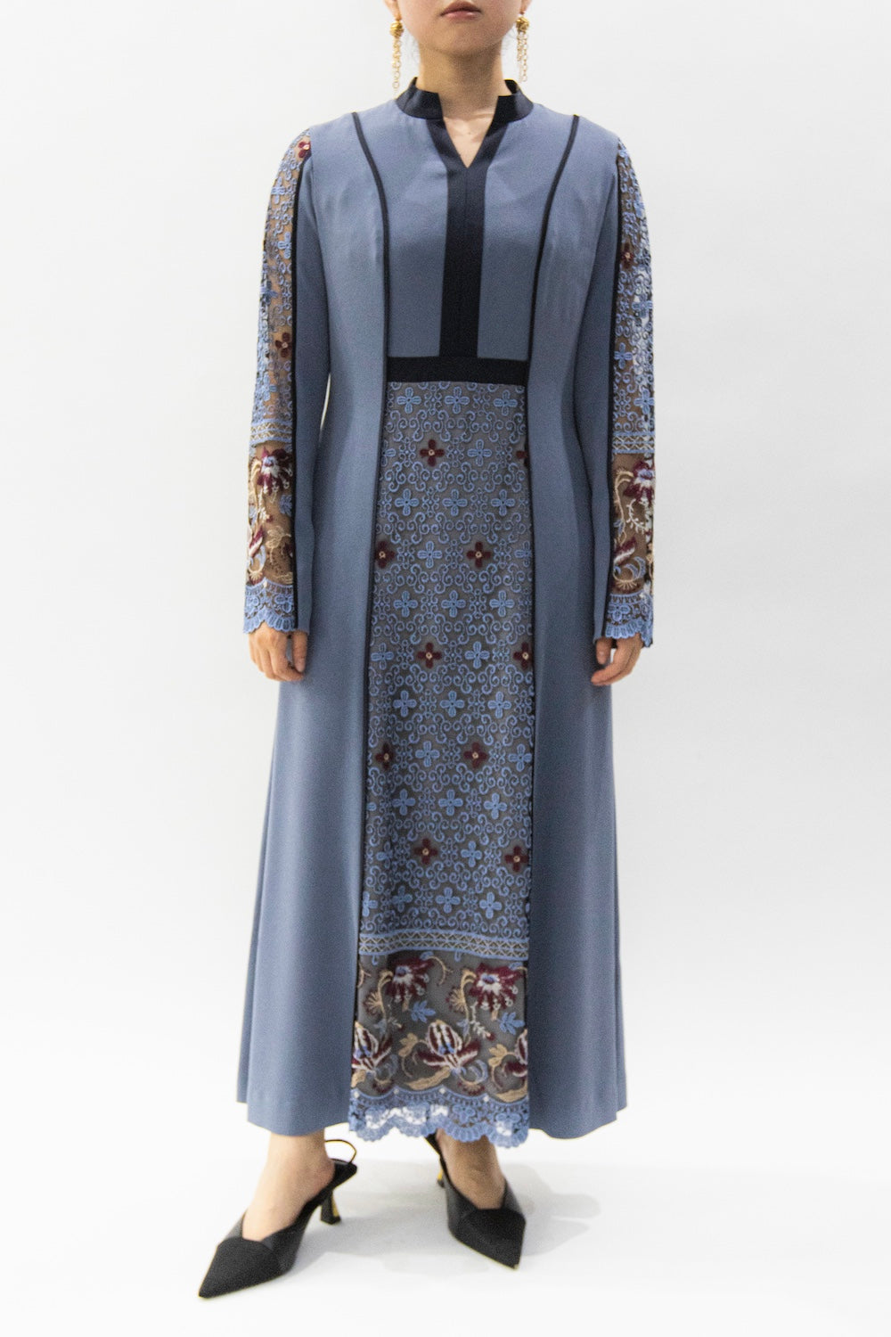 MURRAL Framed flower lace dress (Blue)