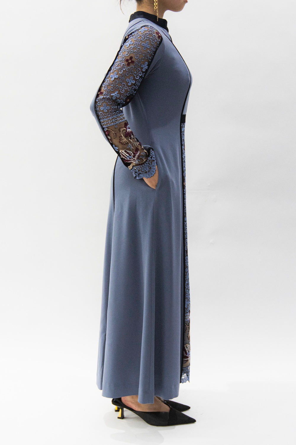 MURRAL Framed flower lace dress (Blue)