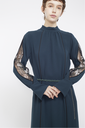 Petal sleeve lace dress (Green)