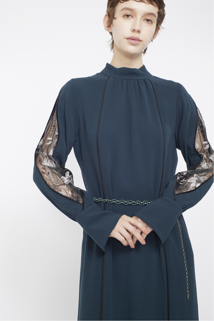 Petal sleeve lace dress (Green)